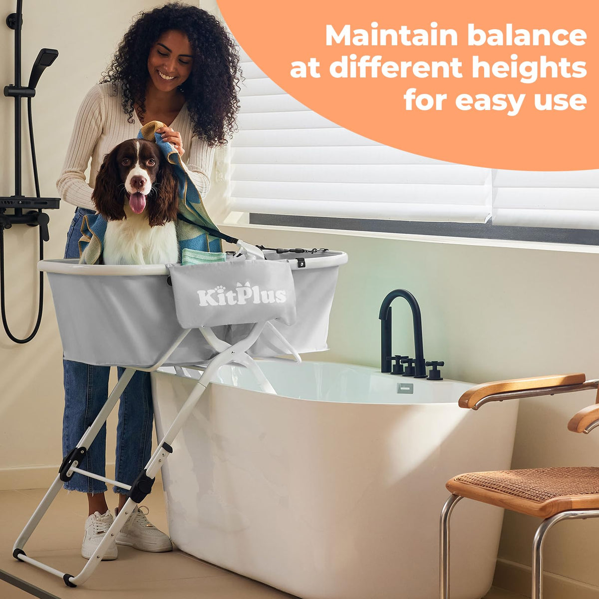 Portable 5 Height Adjustable Dog Bathtub G7002