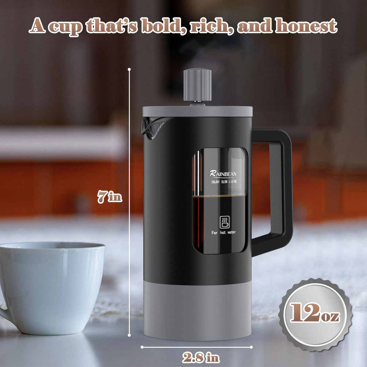 French Press Coffee and Tea Maker with Borosilicate Glass Q59513
