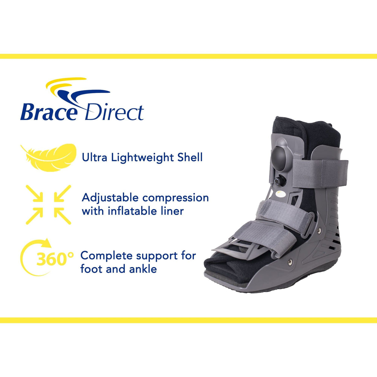 Ultra Light Short Full Shell Walking Boot + Reusable Ankle & Foot Ice Pack W2245