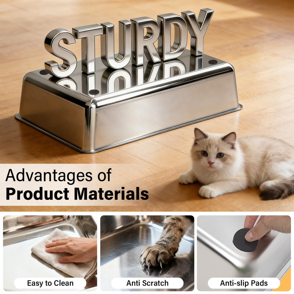 XL Stainless Steel Enclosed Cat Litter Box with Lid O78630