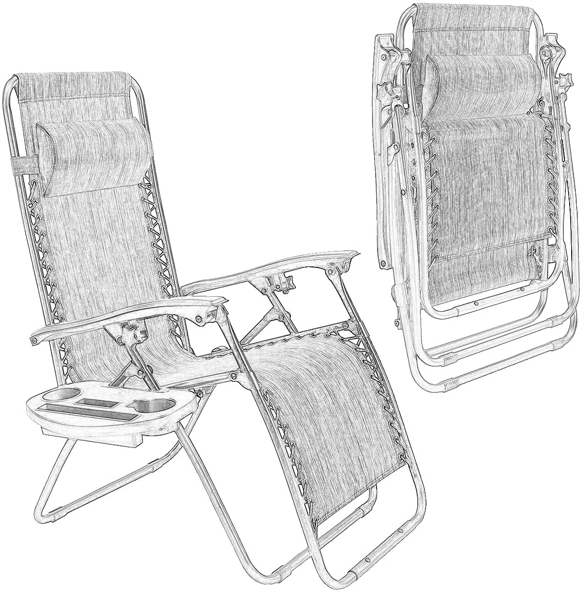 Set of 2 Zero Gravity Folding Lounge Chair with Cup Holder M9771