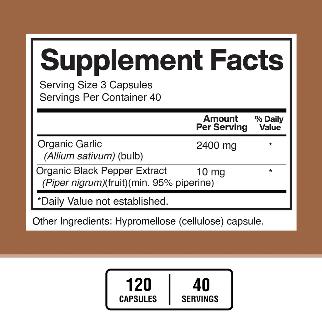 Garlic 2400mg with Black Pepper Fruit Extract 120 Capsules Q779