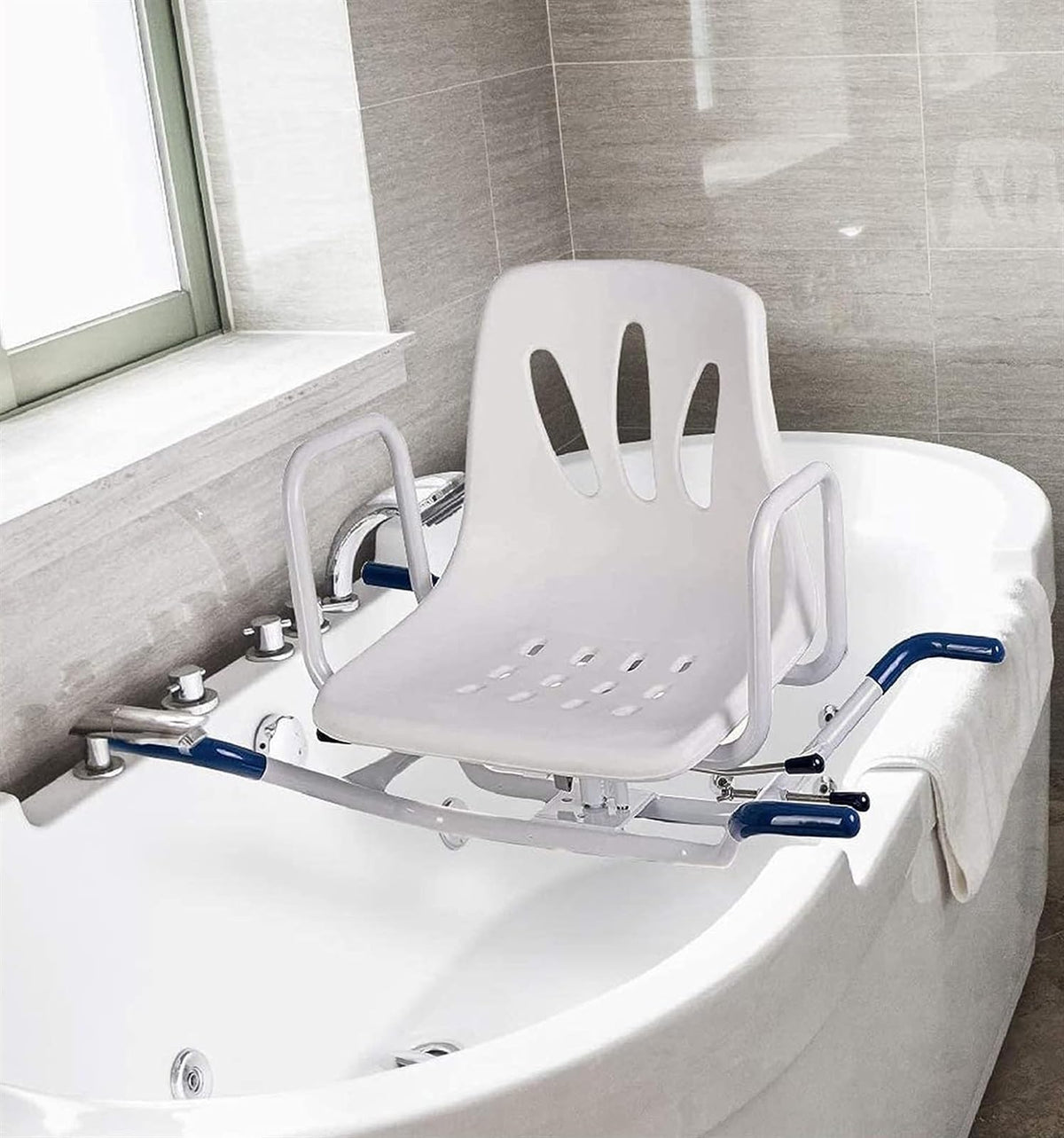 Rotating Shower Stool Seat with Arms and Back Support L856