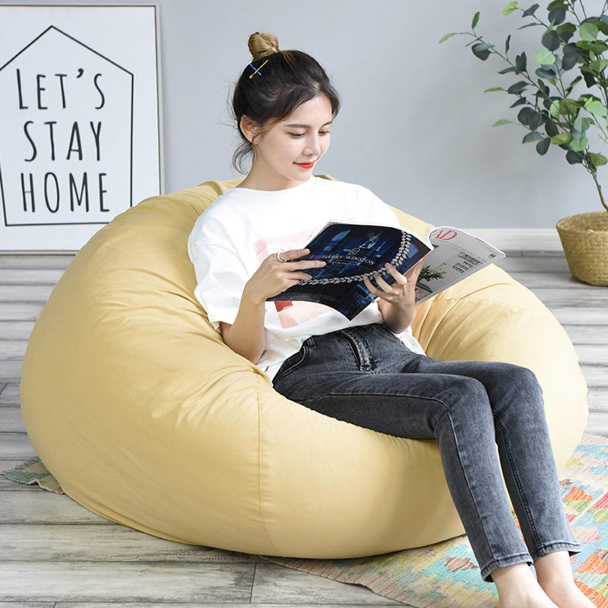 Yellow Large Bean Bag Chair Cover H30313