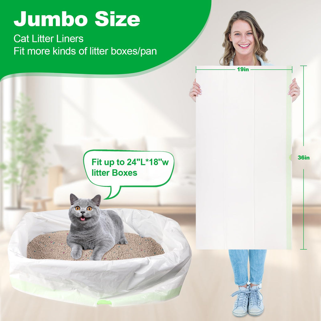 100 PCS Jumbo Cat Litter Box Liners 36"x19" F417