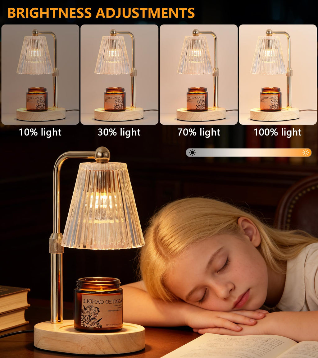 Gold Candle Warmer Lamp with Timer Dimmable with 2 Bulbs L8469