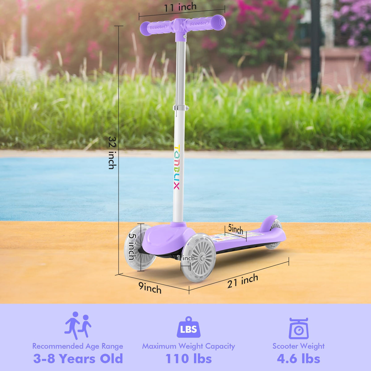 Kids 3-Wheel Scooter with Light-Up Wheels B42600