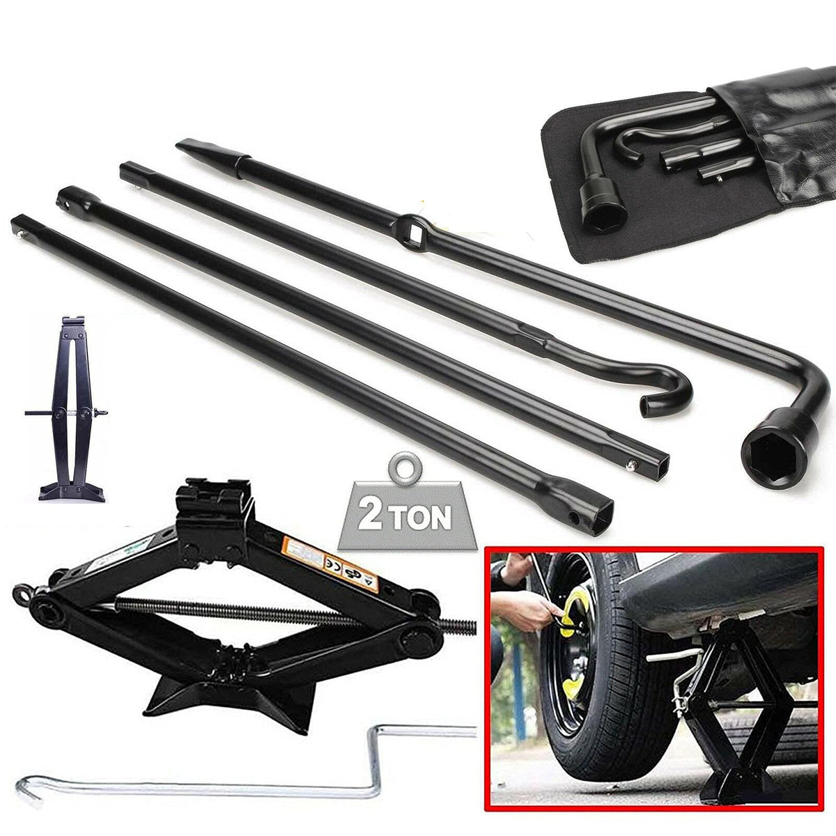 Spare Tire Tool Kit with Scissor Jack 2 Ton K403042