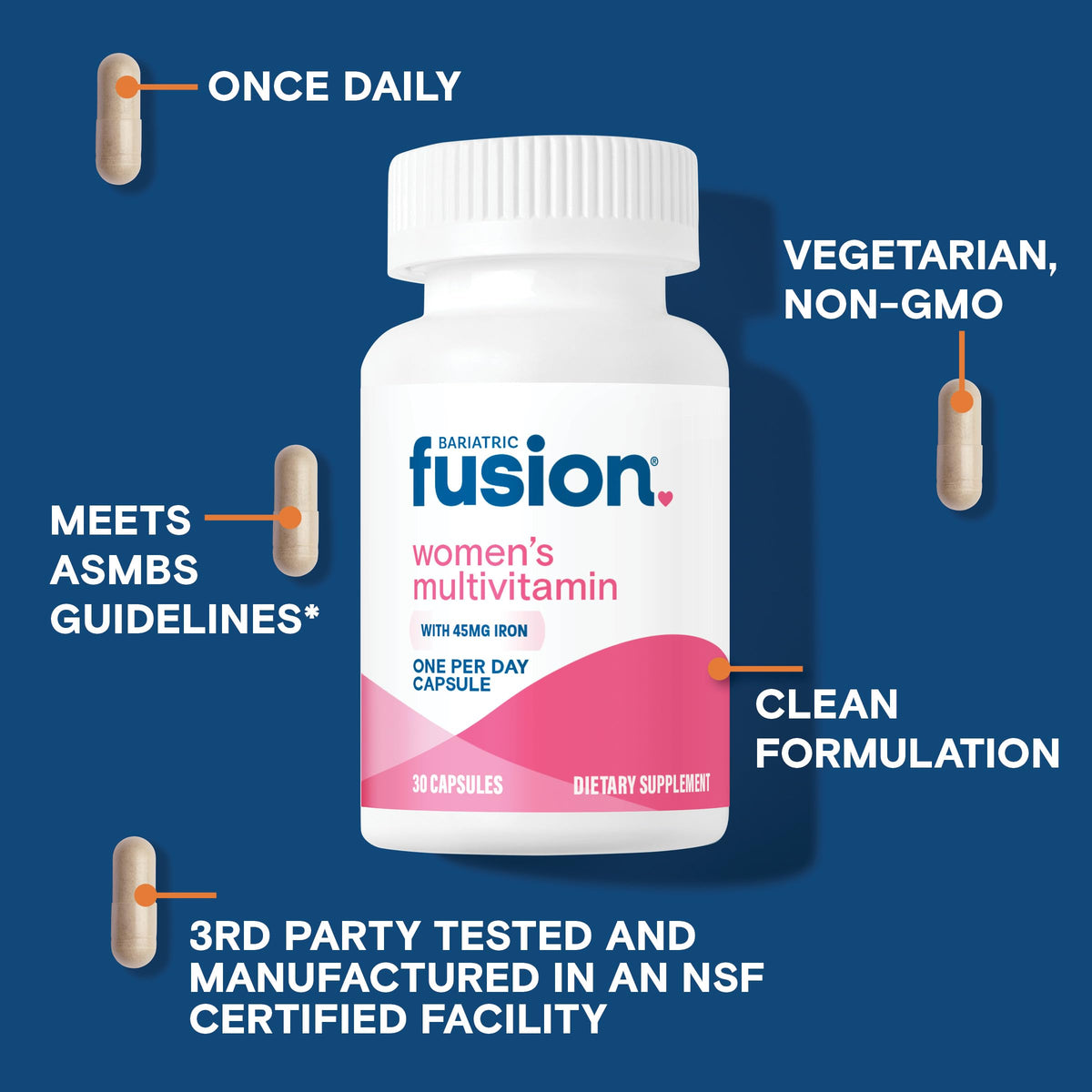 Women's Bariatric Vitamin with Iron, 30 Capsules K236