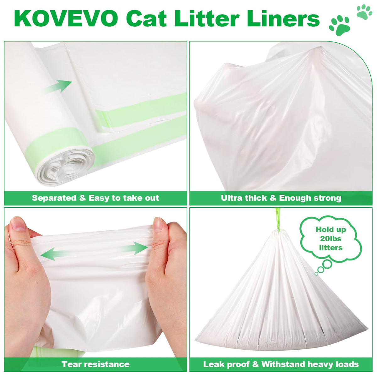 100 PCS Jumbo Cat Litter Box Liners 36"x19" F417