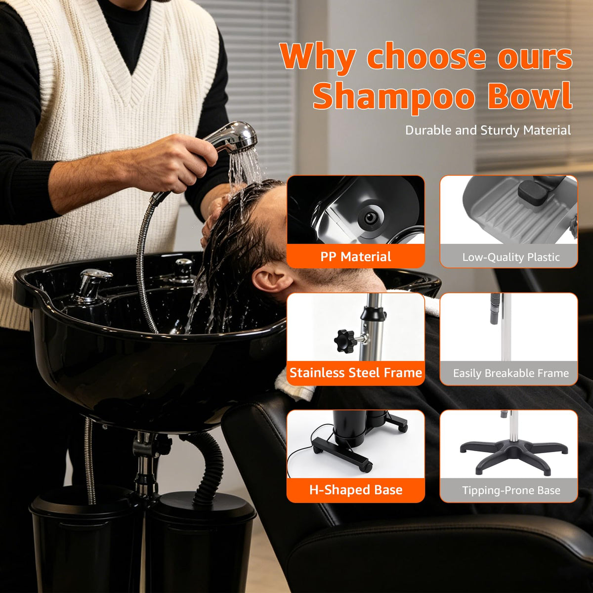 Portable Shampoo Bowl with Electric Pump R1602