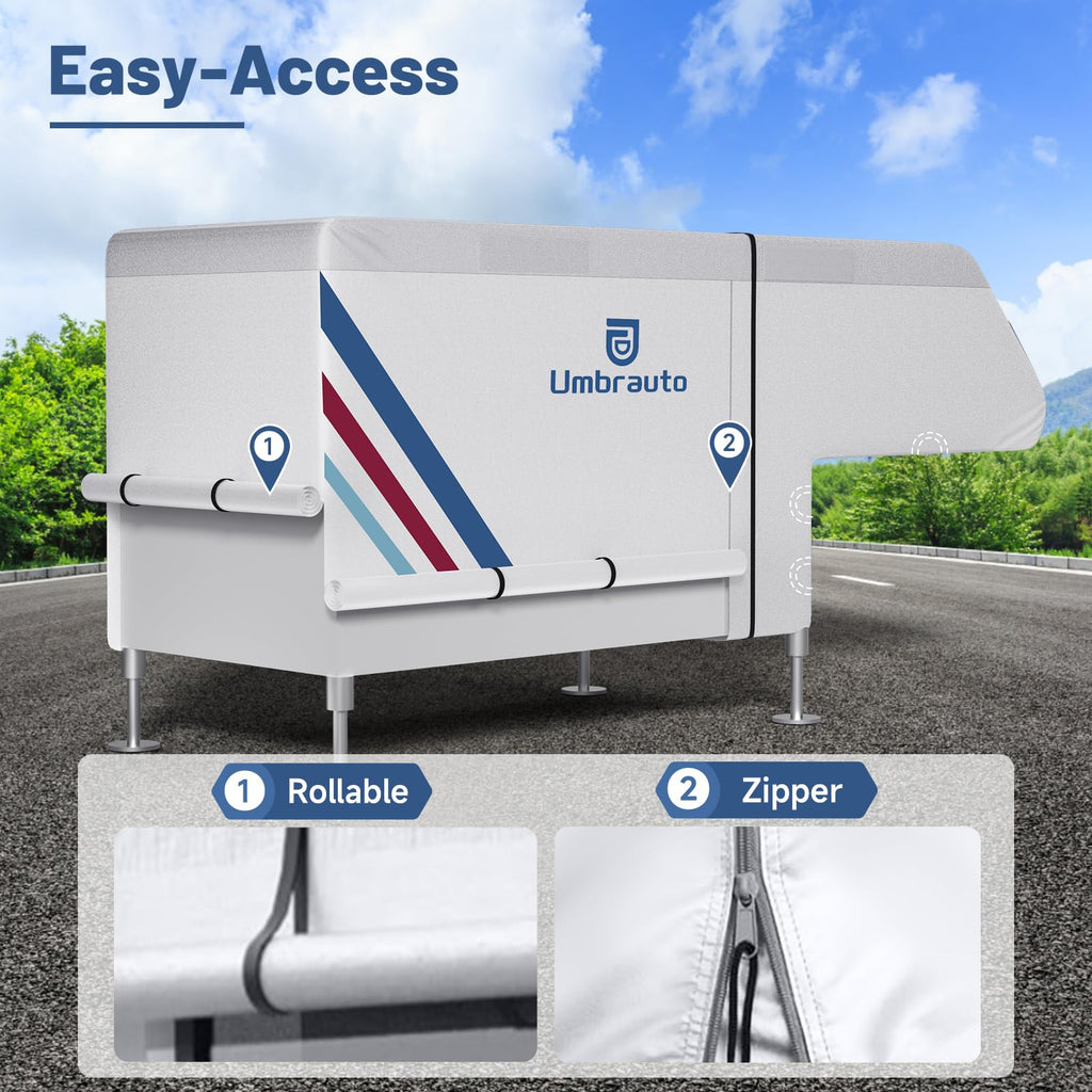 10–12FT Waterproof Oxford Truck Camper Cover with Straps & Air Vents J465