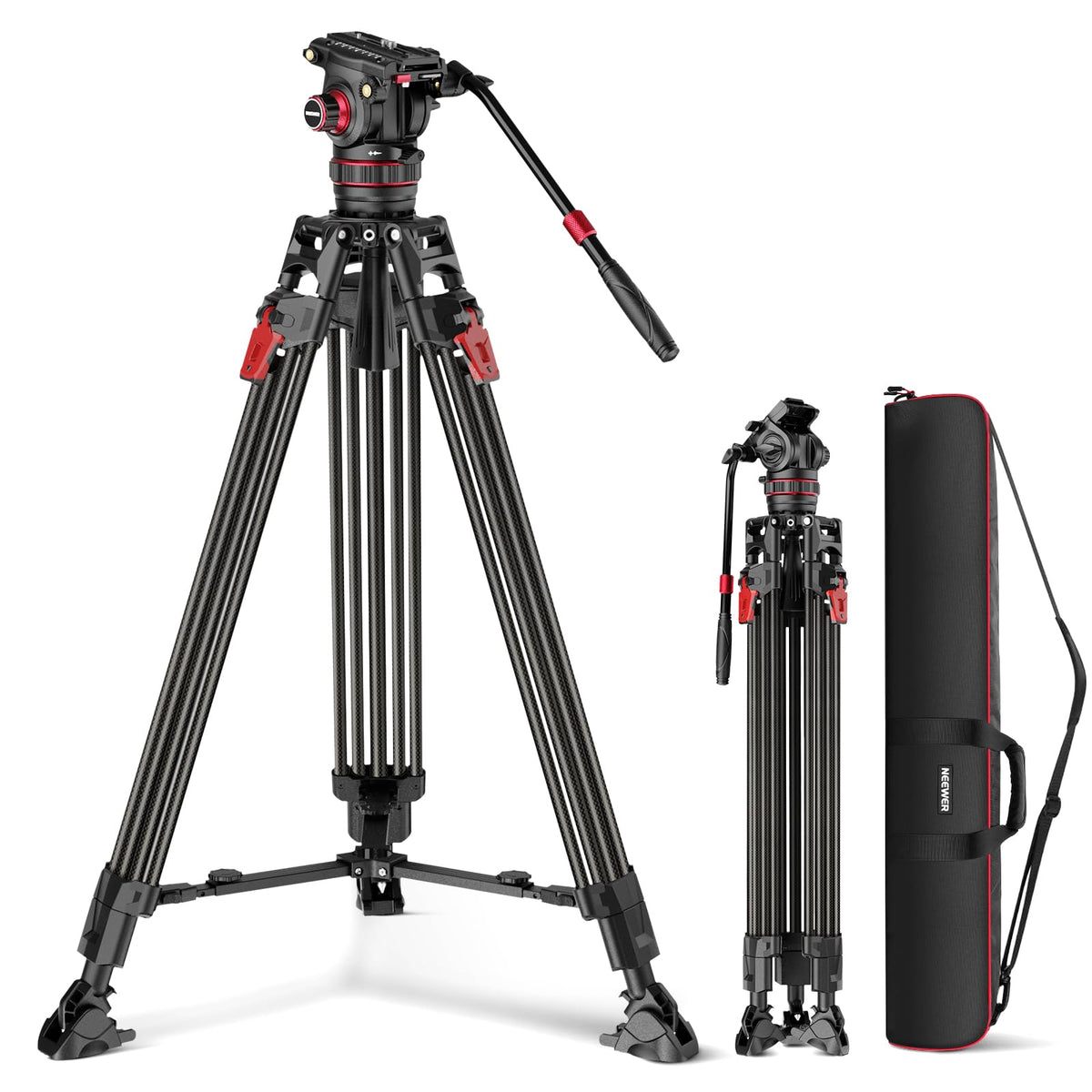 Carbon Fiber Video Camera Tripod with Fluid Head I346