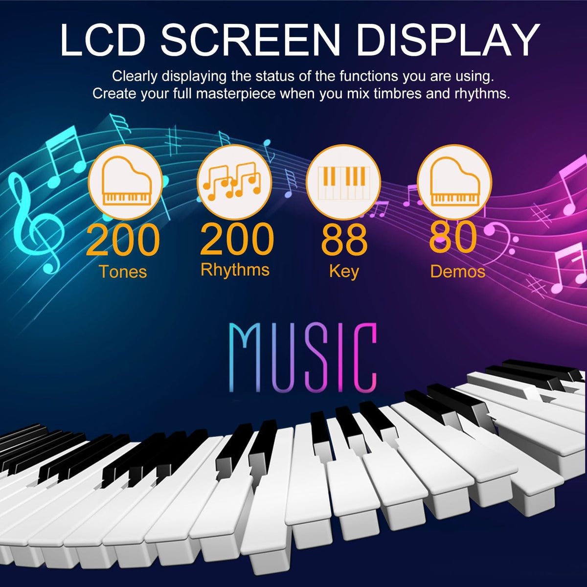 88 Key Semi Weighted Digital Piano with Stand V409