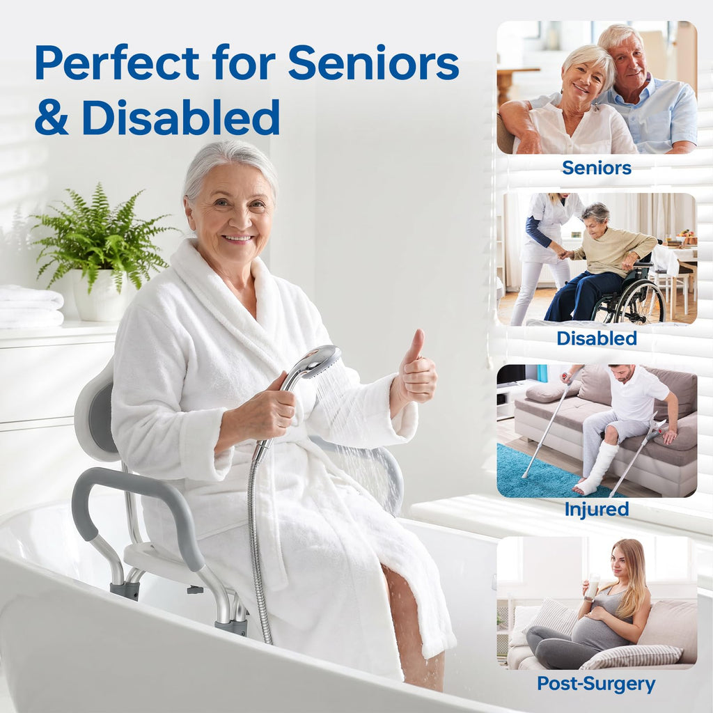 Adjustable Grey Shower Chair with Suction Feet X879