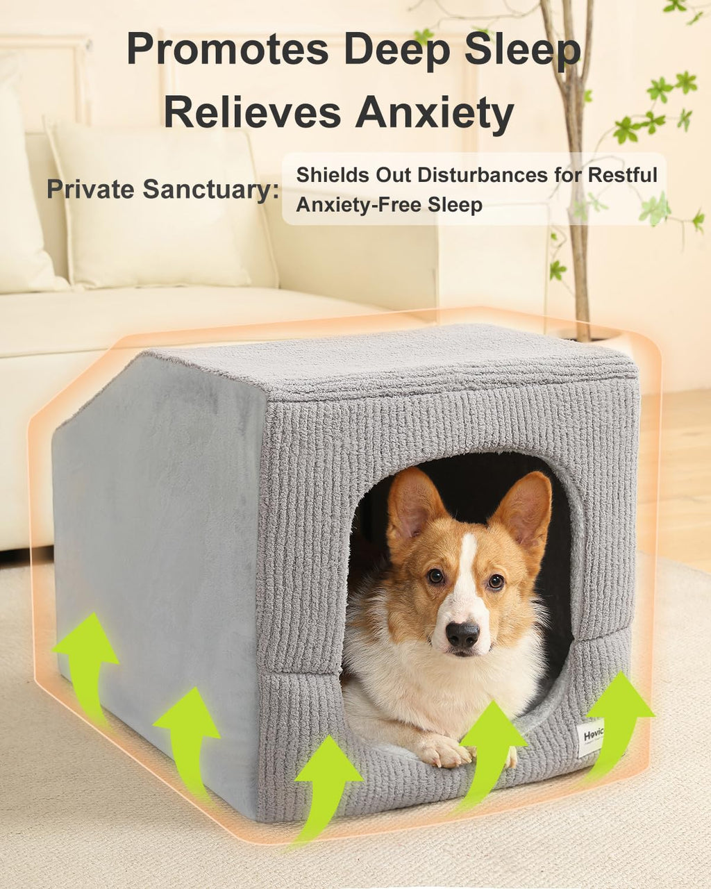Small Dog House with Dog Cave Bed H7173
