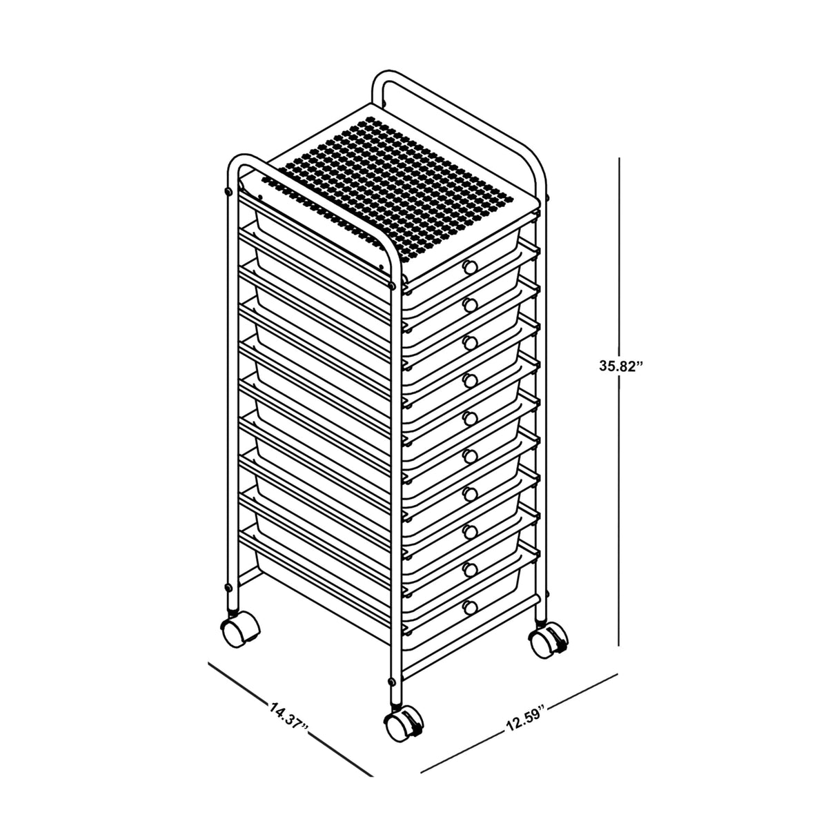 10 Drawer Mobile Cart White Chrome W444
