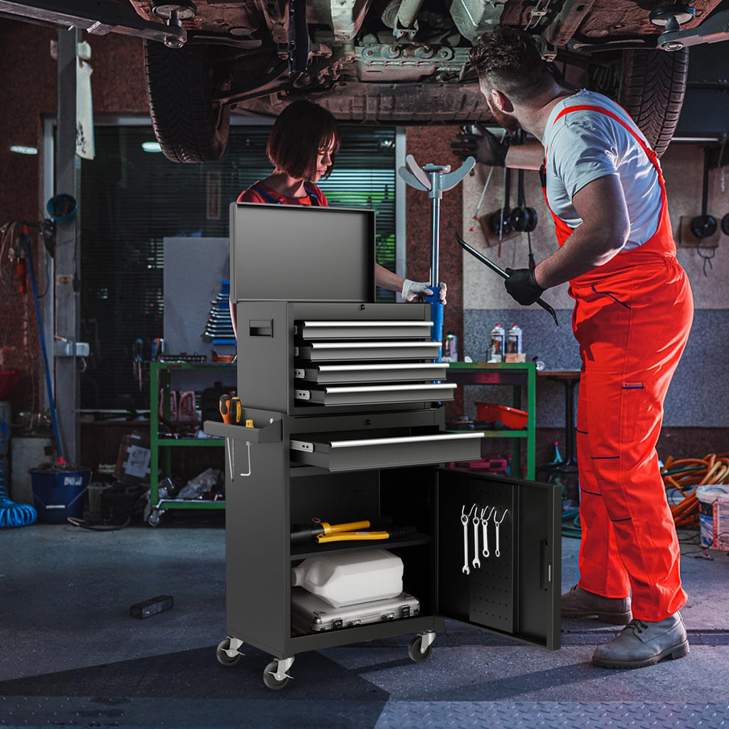 5 Drawer Rolling Metal Tool Chest with Detachable Top Toolbox A637042