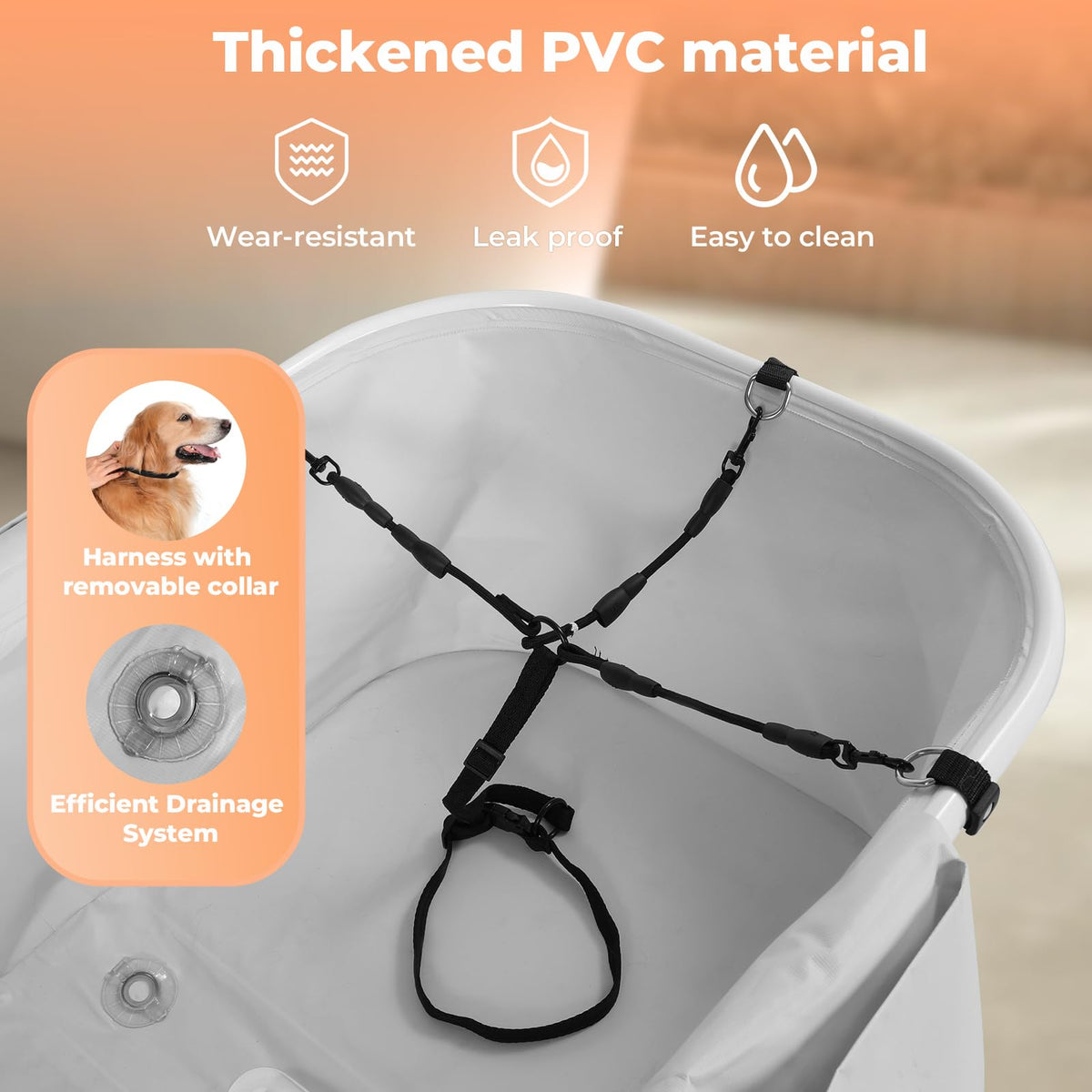 Portable 5 Height Adjustable Dog Bathtub G7002