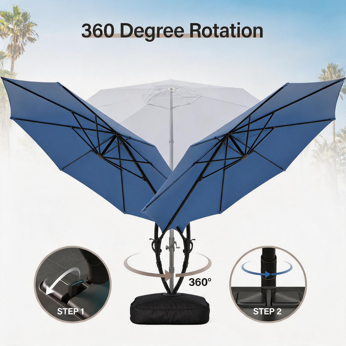 12FT Curvy Cantilever Patio Umbrella with Base K8164