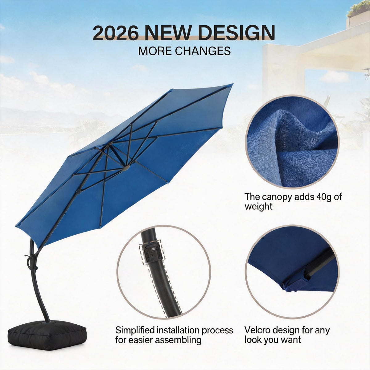 12FT Curvy Cantilever Patio Umbrella with Base K8164