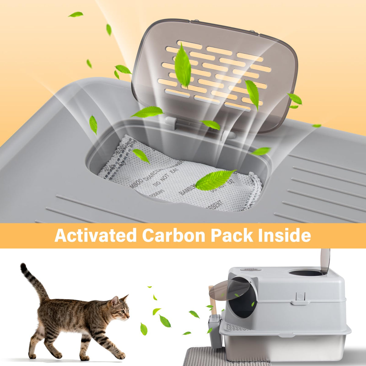 XL Stainless Steel Enclosed Cat Litter Box with Lid O78630
