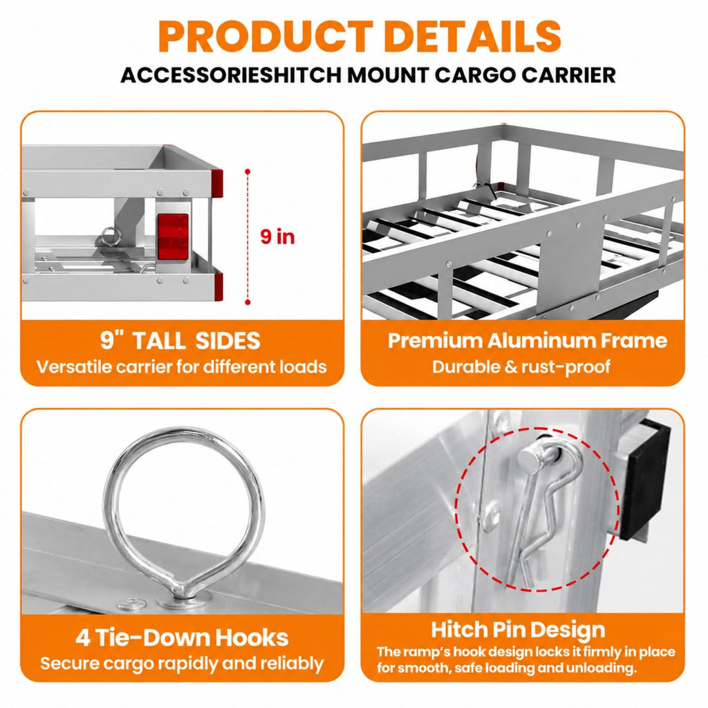 Aluminum Trailer Hitch Cargo Carrier with Ramp T174372