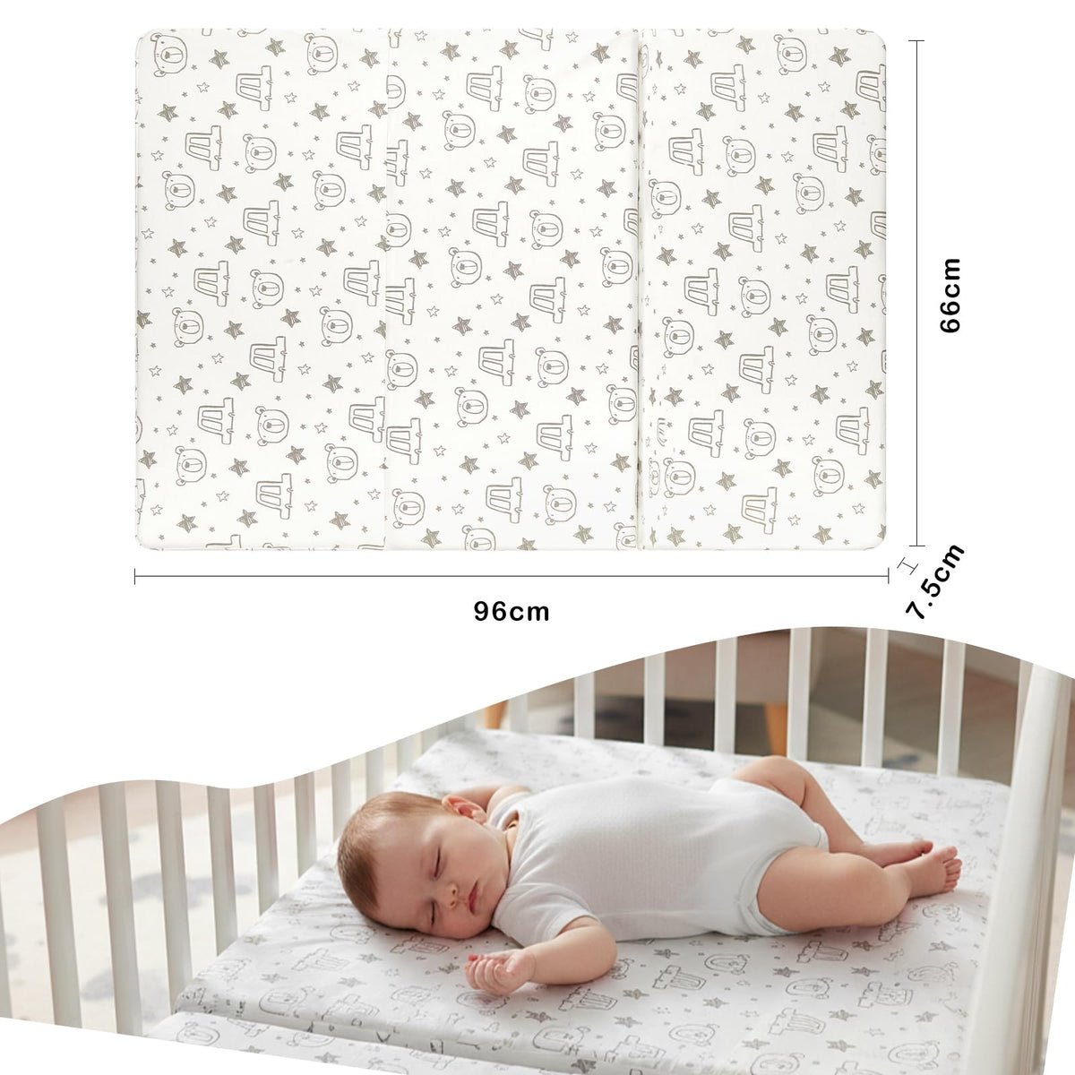 Trifold Pack and Play Mattress 38'' x 26'' x 3'' Memory Foam with Carry Bag T235