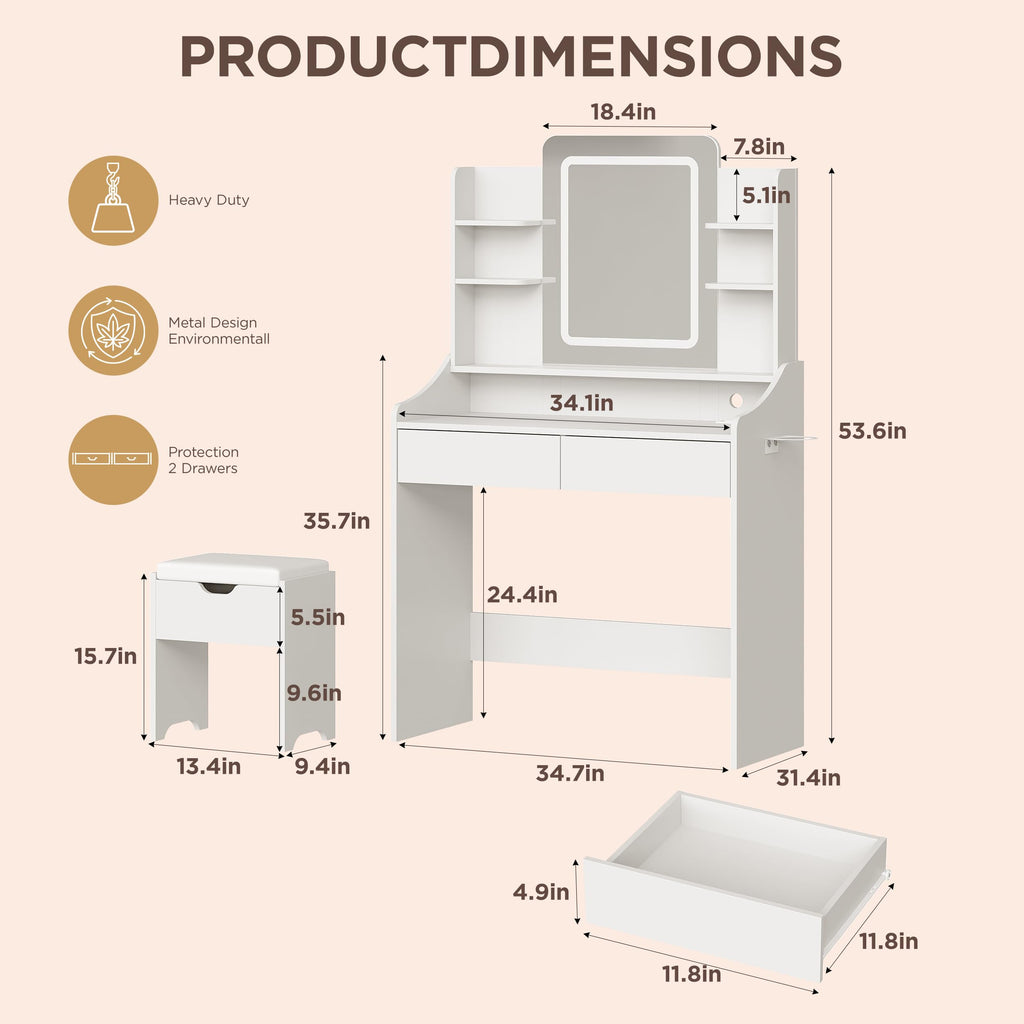 Vanity Desk with Lighted Mirror X237936