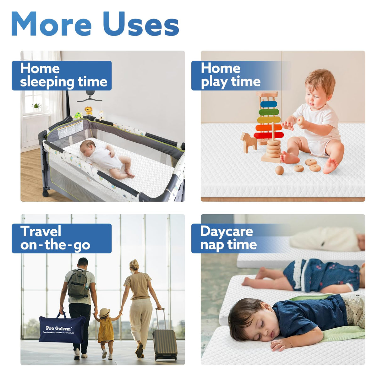 Waterproof Pack and Play Mattress 38"x26" White P315914