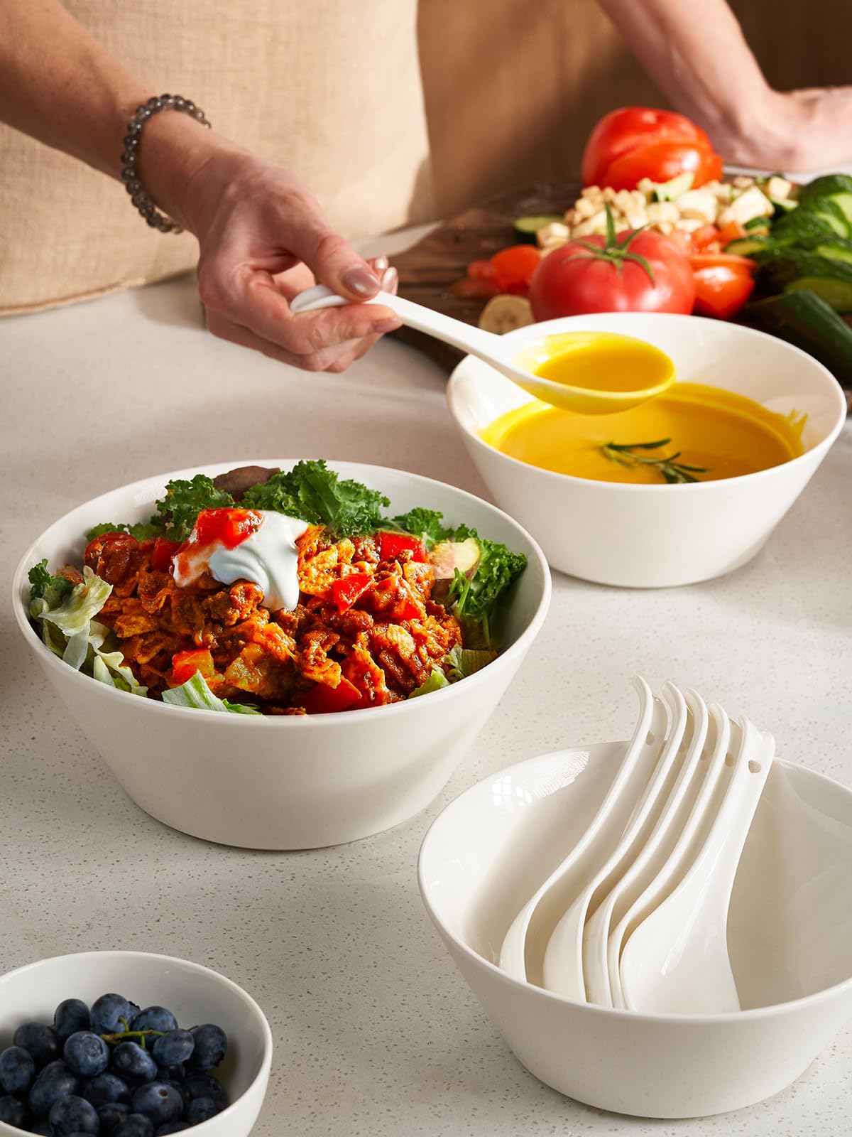 White Ceramic Soup Bowls Set of 4 X475