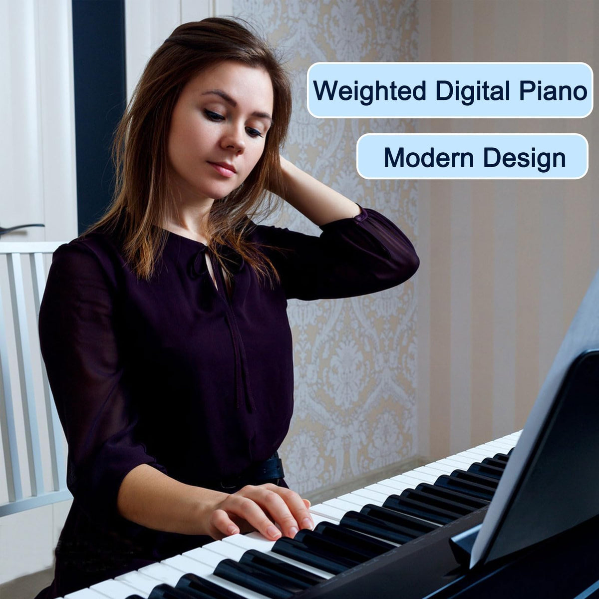 88 Key Semi Weighted Digital Piano with Stand V409