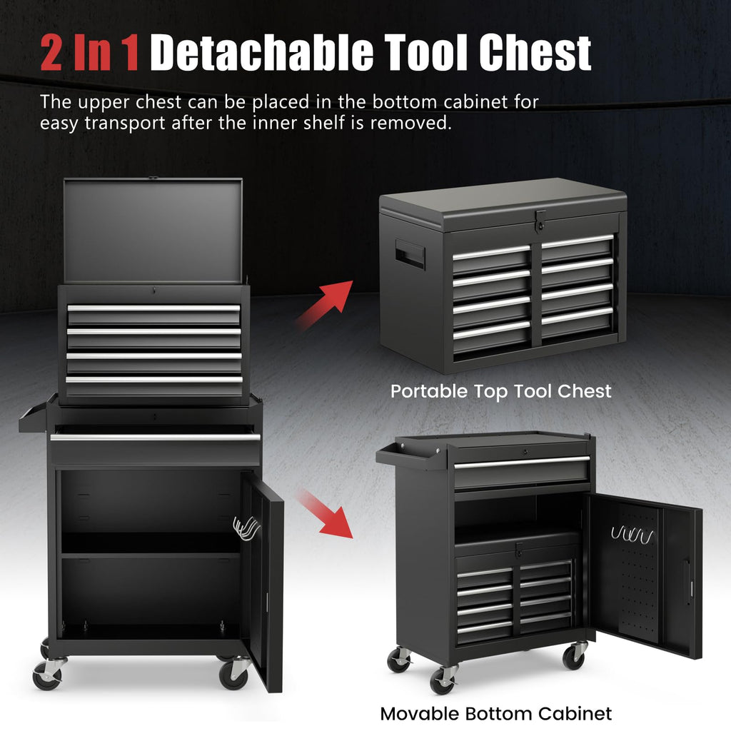 5 Drawer Rolling Metal Tool Chest with Detachable Top Toolbox A637042