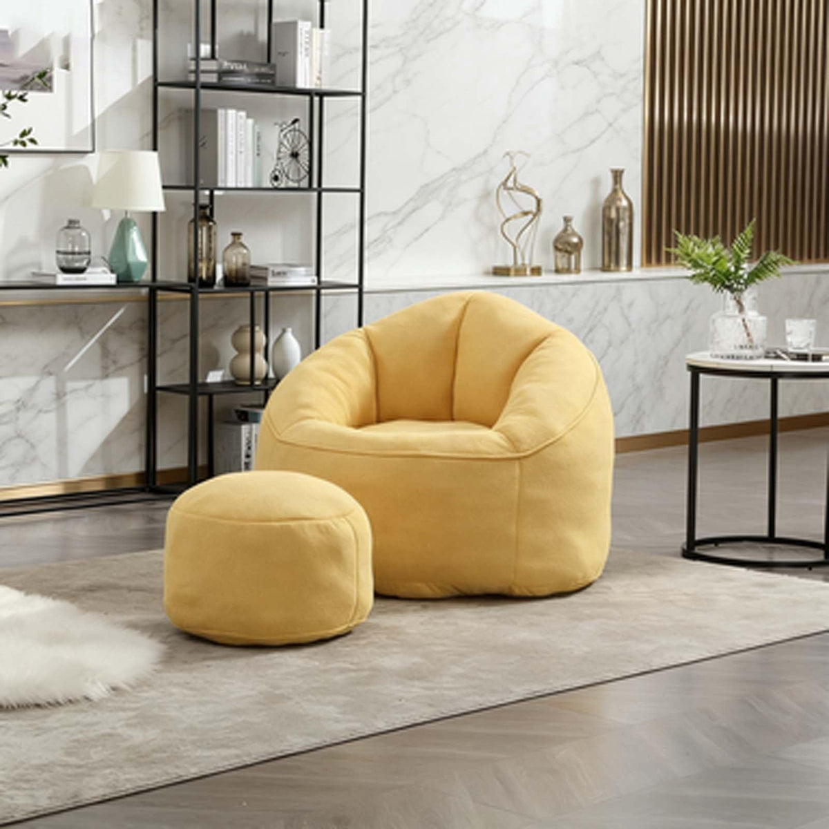 Microfiber Memory Foam Bean Bag Chair with Ottoman B45909