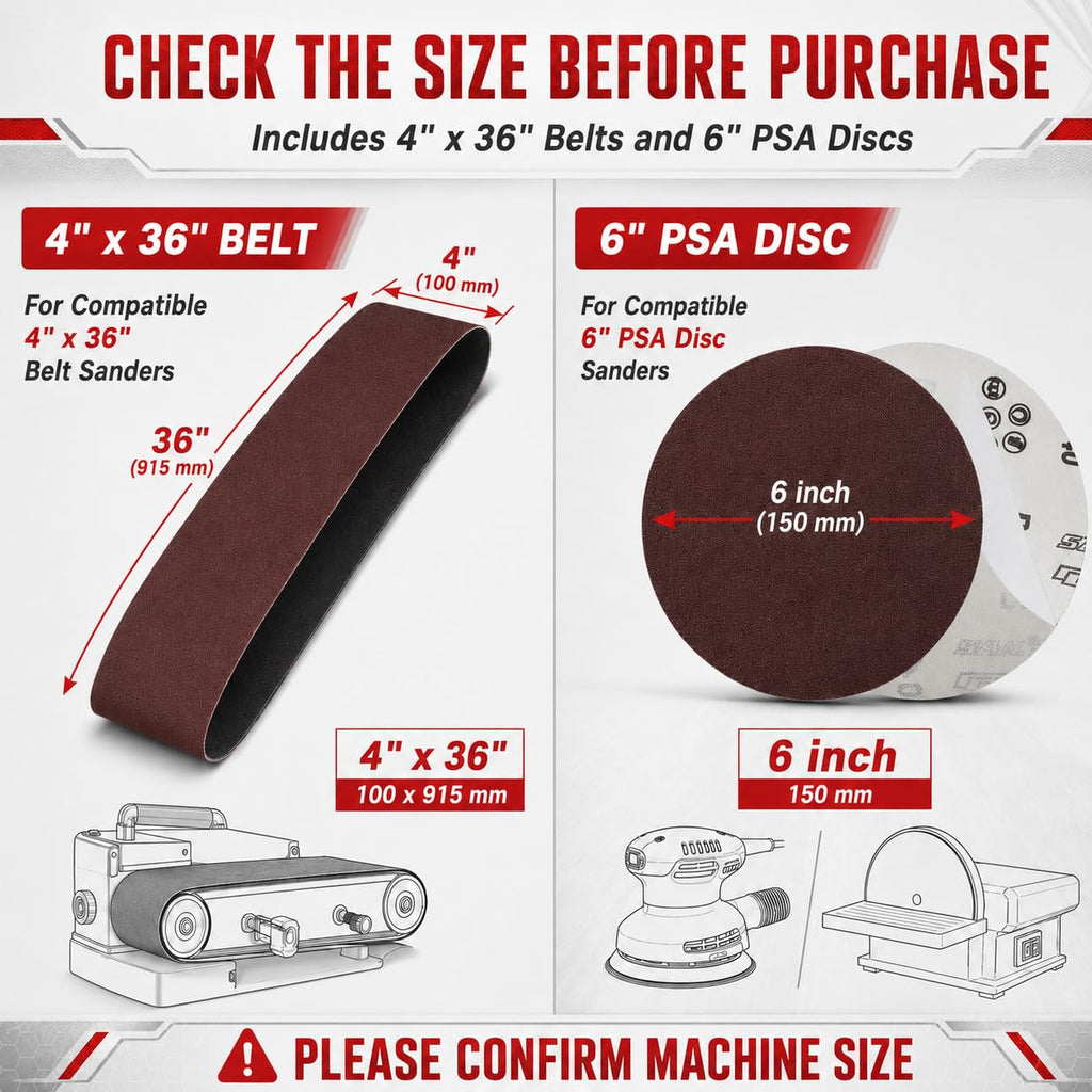 34 Pieces Sanding Belts and PSA Sanding Discs Set Alumina K348001