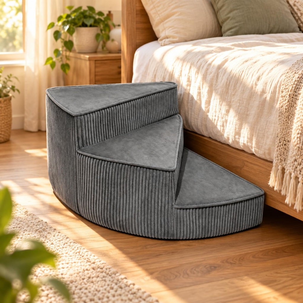 Portable Folding Pet Steps Ramp with Non Slip Base Dark Gray Q5237