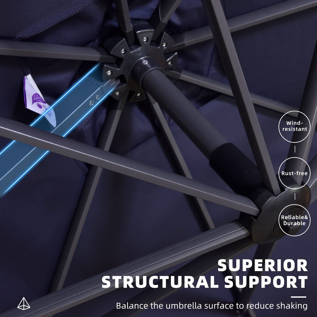Navy Rectangle Patio Umbrella H519