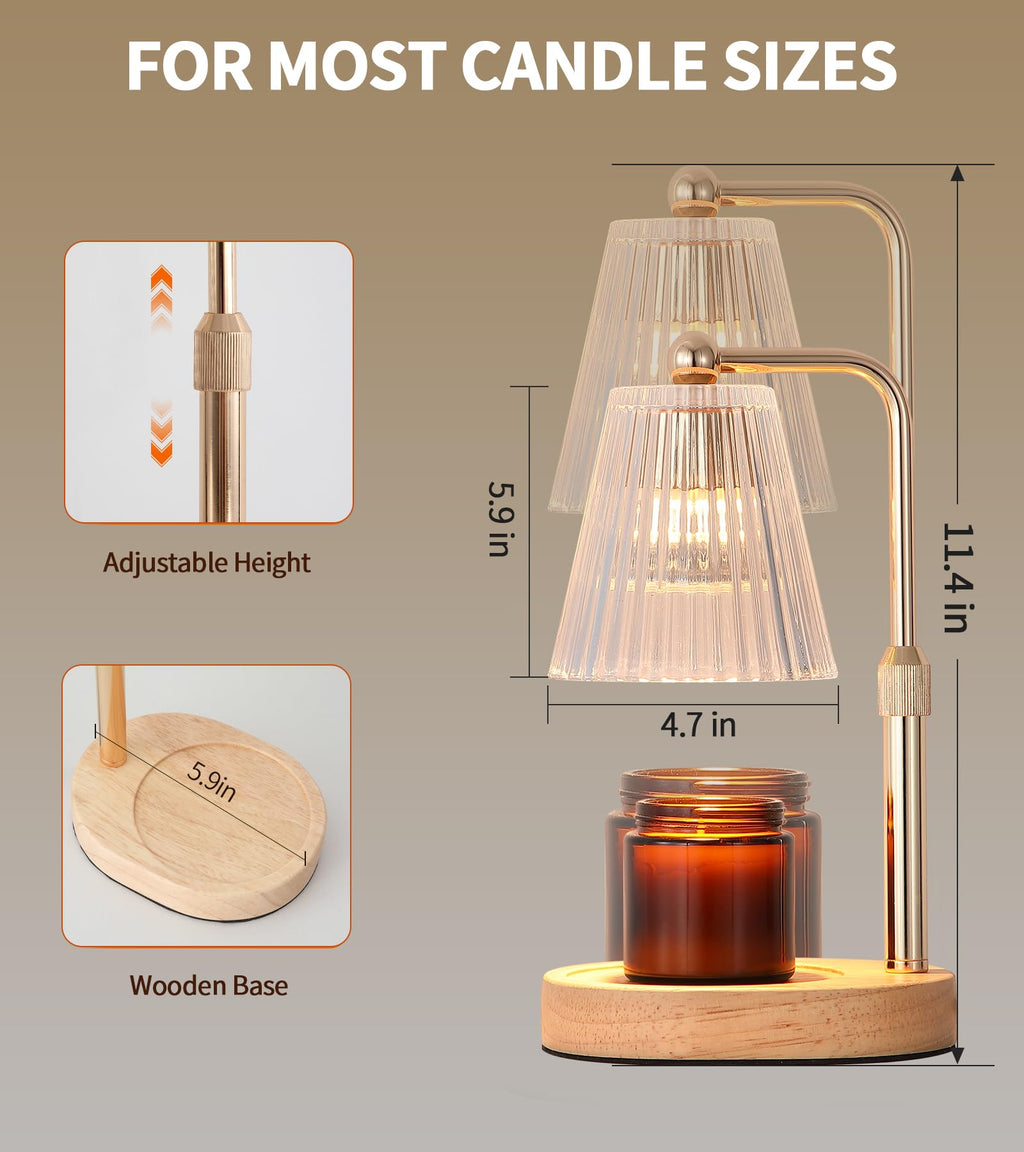Gold Candle Warmer Lamp with Timer Dimmable with 2 Bulbs L8469
