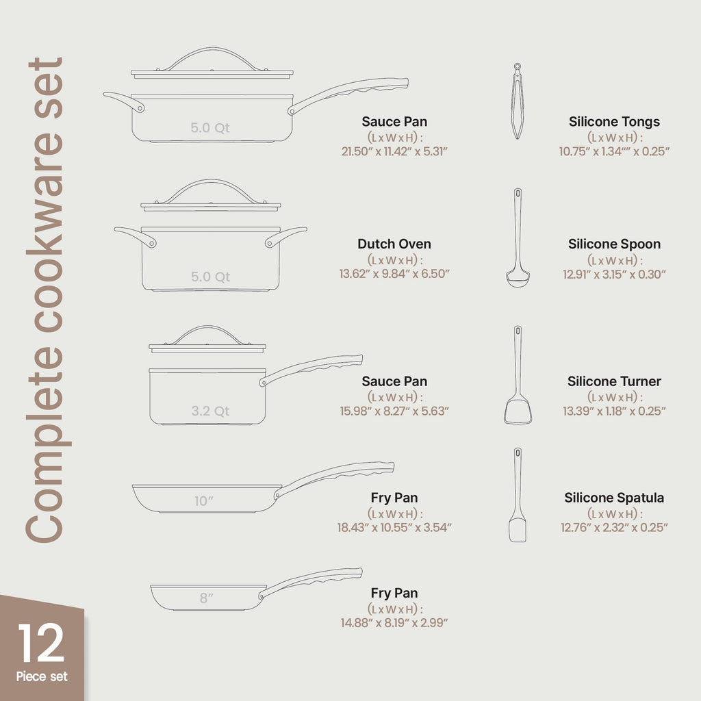 12-Piece Nonstick Ceramic Cookware Set T9576