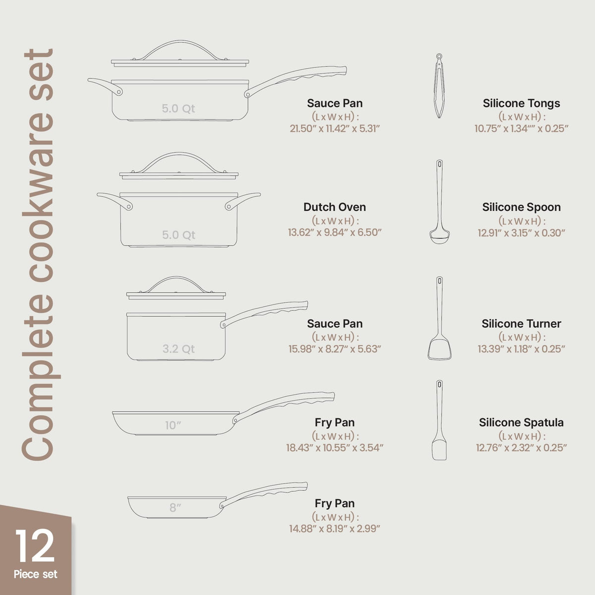 12-Piece Nonstick Ceramic Cookware Set T9576