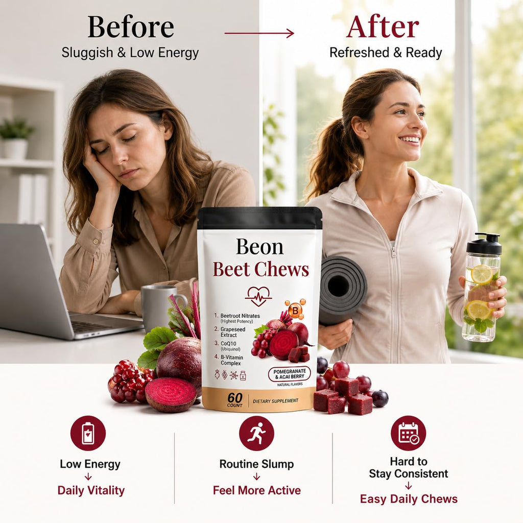 Beetroot Chews Gummies with Grape Seed & L-CoQ10, 60 Chew B510