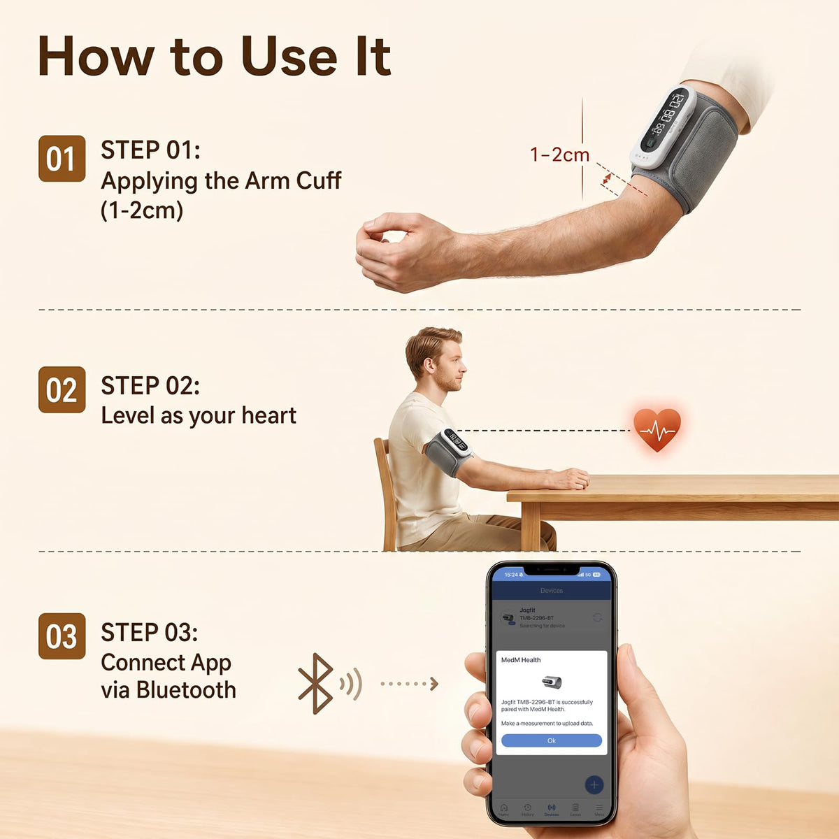Wireless Upper Arm Blood Pressure Monitor with Cuff B336