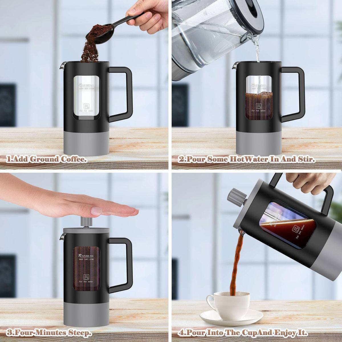 French Press Coffee and Tea Maker with Borosilicate Glass Q59513