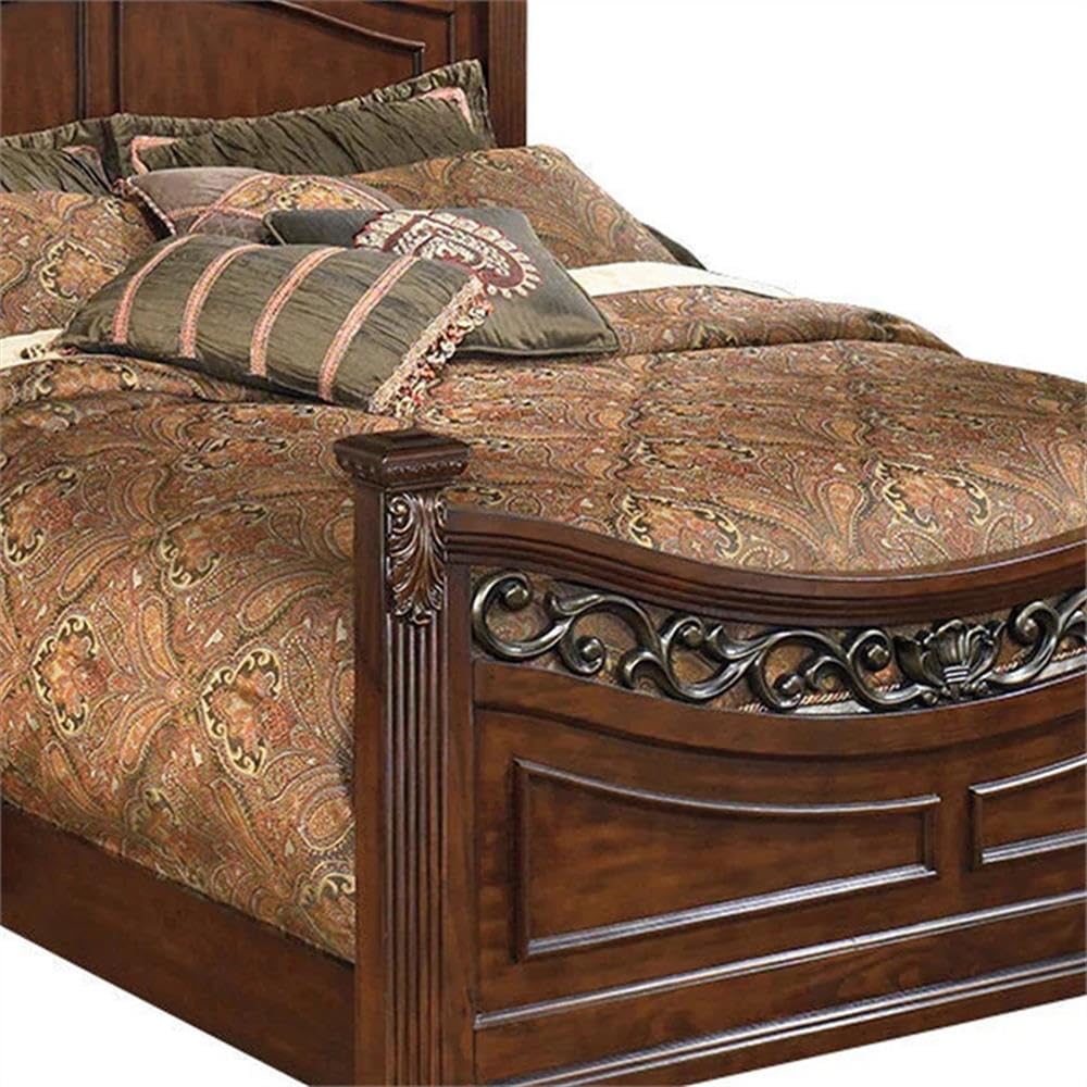 Wood California King Bed with Headboard and Footboard H1285