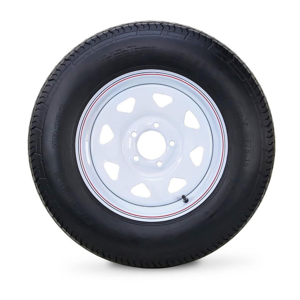 Trailer Tire Wheel ST205/75D15 6PR 101L 5X4.5 White Spoke Rim X434