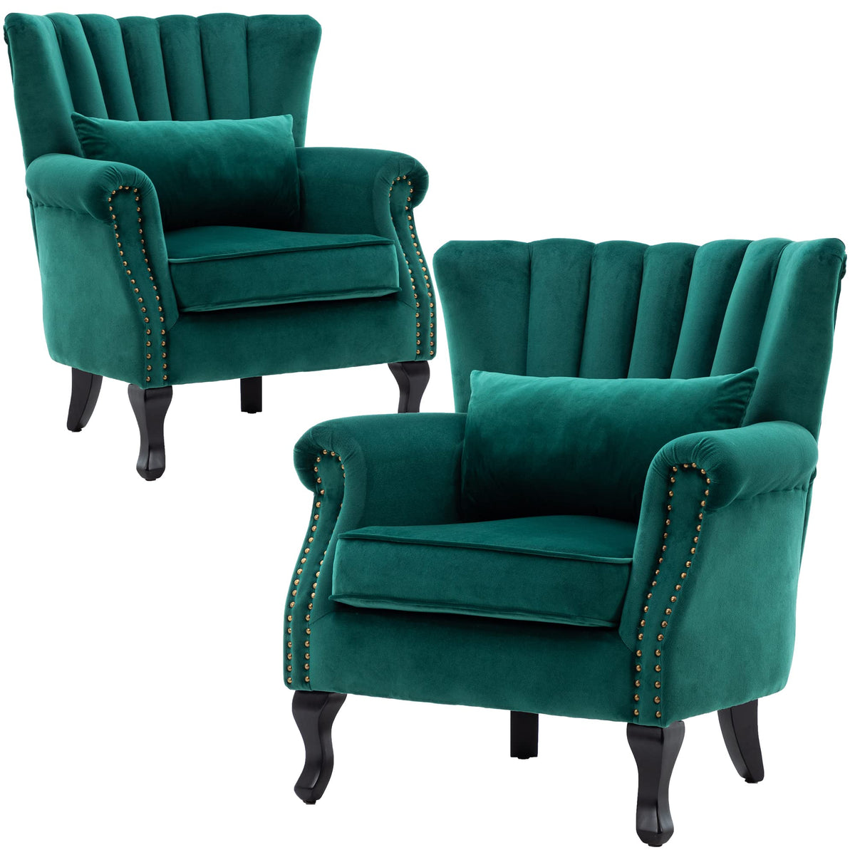 Velvet Accent Chairs Set of 2 Green X499813