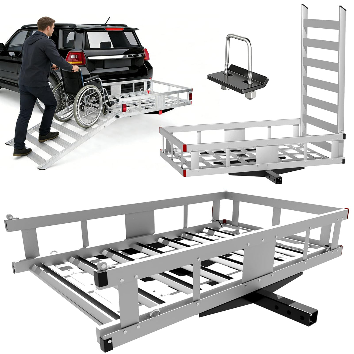 Aluminum Trailer Hitch Cargo Carrier with Ramp T174372
