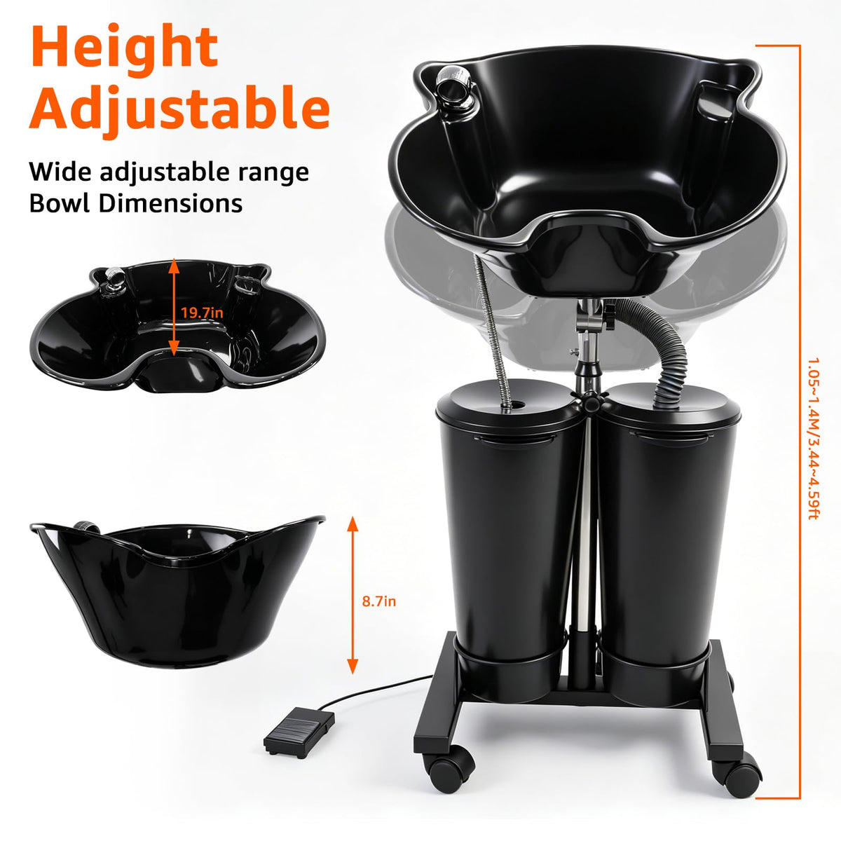 Portable Shampoo Bowl with Electric Pump R1602
