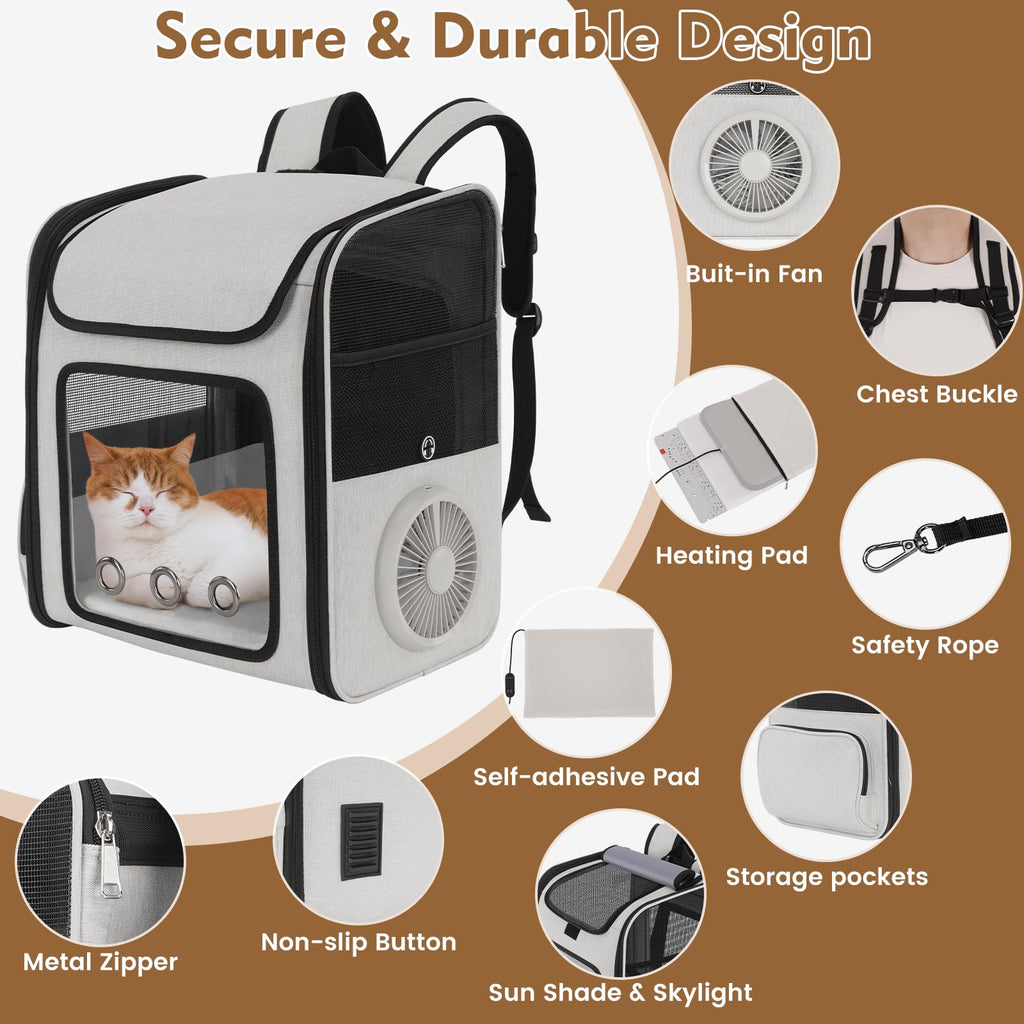 Cat Backpack Carrier with Cooling Fan & Heating Pad X66839