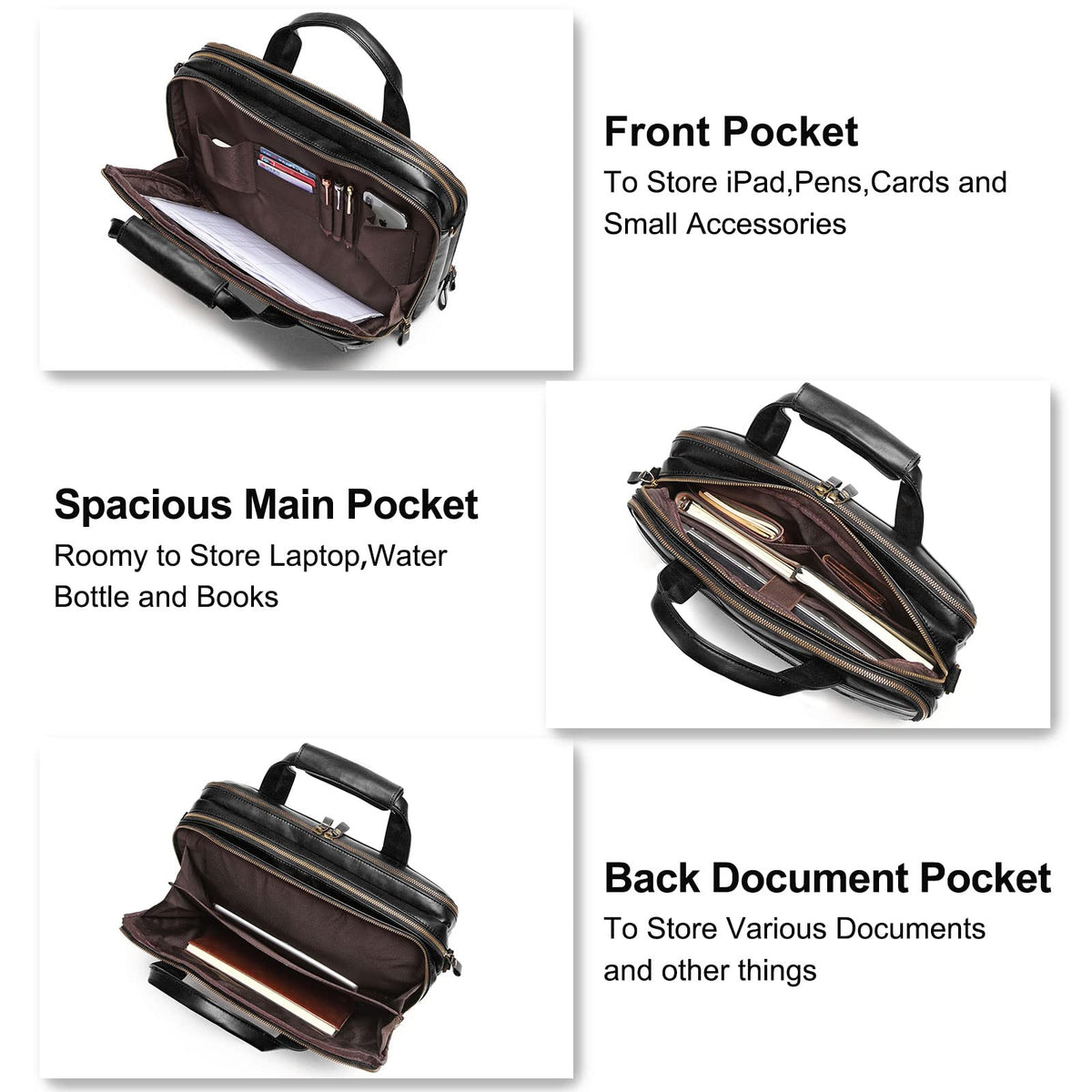 Black Leather 15.6 Inch Laptop Messenger Bag H85245
